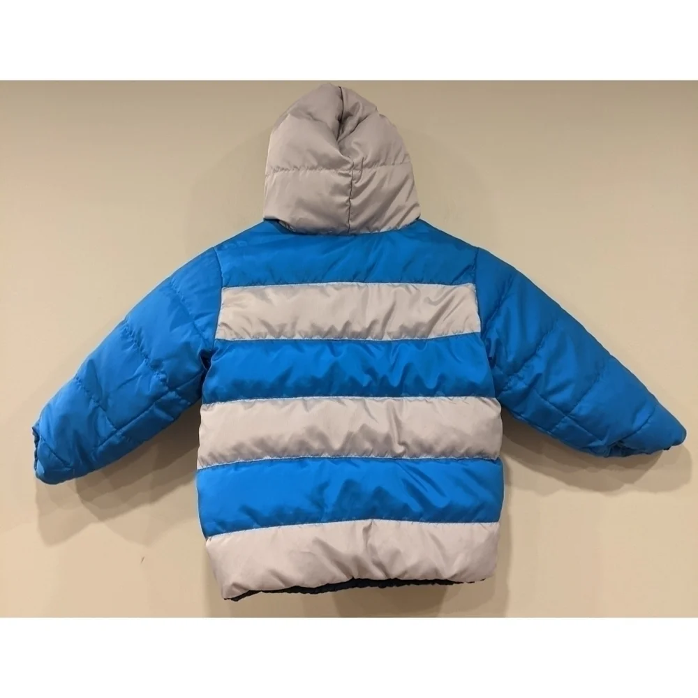 Hanna Andersson Blue Striped Reversible Puffy Coat Size 4